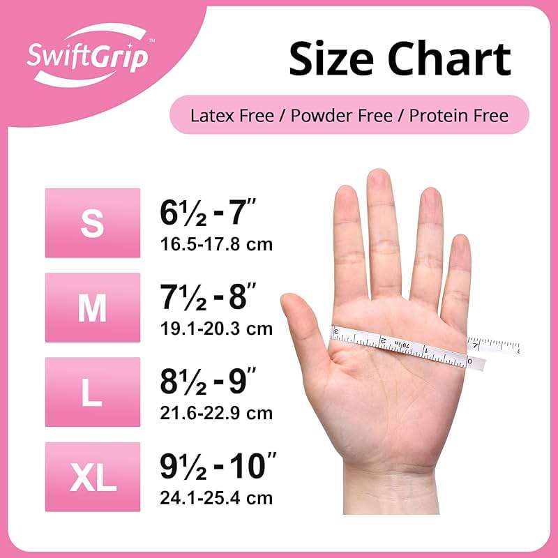 SwiftGrip Nitrile Exam Gloves, 4 Mil, Cherry Blossom, Food Safe Gloves Disposable Latex Free, Powder Free - Image 8