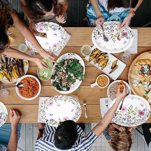 50Pcs Wildflower Oval Paper Plates 10" x 12" Heavy Duty Disposable Watercolor Flowers Butterfly Party Plates Spring Floral Dessert Platters for Wedding Baby Shower Birthday Picnic Tea Party Supplies - Image 7
