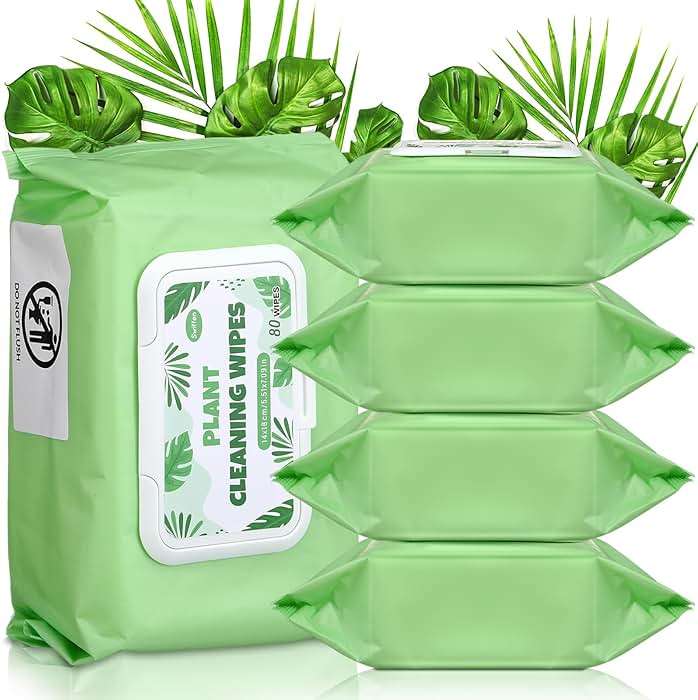 Swiffen 4 Pack 320 Ct Plant Leaf Cleaning Wipes for Leaf Shine Gentle Based Wipes for Shiny Leaves Remove Dust and Better Photosynthesis Unscented Extra Thick Waffle Weave Wipe for House Outdoor Plant - Image 1