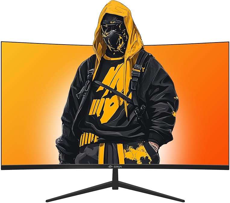 CRUA 32" Curved Gaming Monitor, 2K QHD 2560x1440, 144Hz/165Hz VA Display, 1800R Screen, 120% sRGB, AMD FreeSync, Low Blue Light, HDMI& DP, Wall Mountable PC Monitor for Gaming, Streaming & Work- Black - Image 2