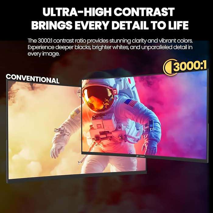 CRUA 32" Curved Gaming Monitor, 2K QHD 2560x1440, 144Hz/165Hz VA Display, 1800R Screen, 120% sRGB, AMD FreeSync, Low Blue Light, HDMI& DP, Wall Mountable PC Monitor for Gaming, Streaming & Work- Black - Image 7