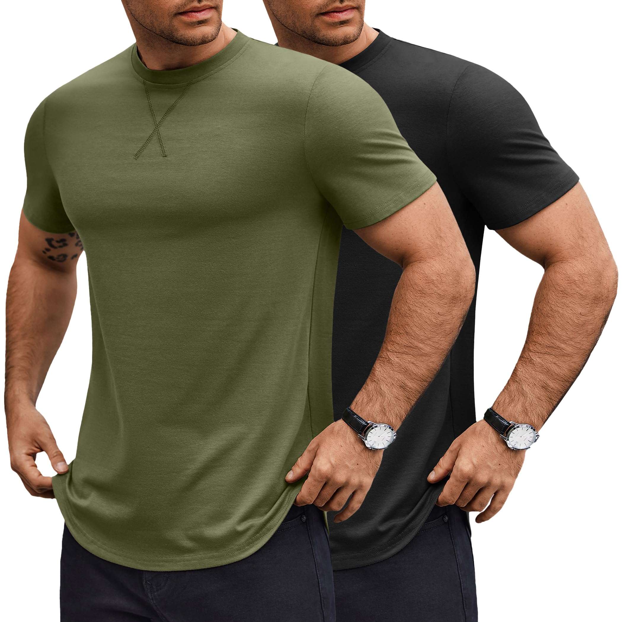 COOFANDY Mens T Shirts Casual Short Sleeve Cotton Tee Shirts Hipster Hip Hop Longline T-Shirt Basic Summer Tops - Image 1