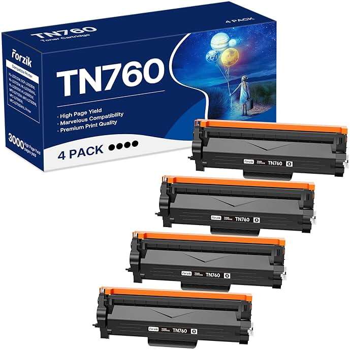 Forzik Compatible Toner Cartridge Replacement for Brother TN760 TN-760 TN730 TN-730 High Yield Compatible with DCP-L2550DW HL-L2350DW MFC-L2710DW Printer (4 Black) - Image 1
