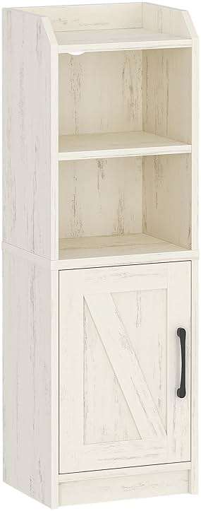 Hzuaneri Bathroom Storage Cabinet, Small Farmhouse Corner Floor Cabinet with Door and Shelves, Narrow Toilet Paper Holder Stand, Bathroom Organizer with Adjustable Shelf, for Small Spaces,Rustic White - Image 7