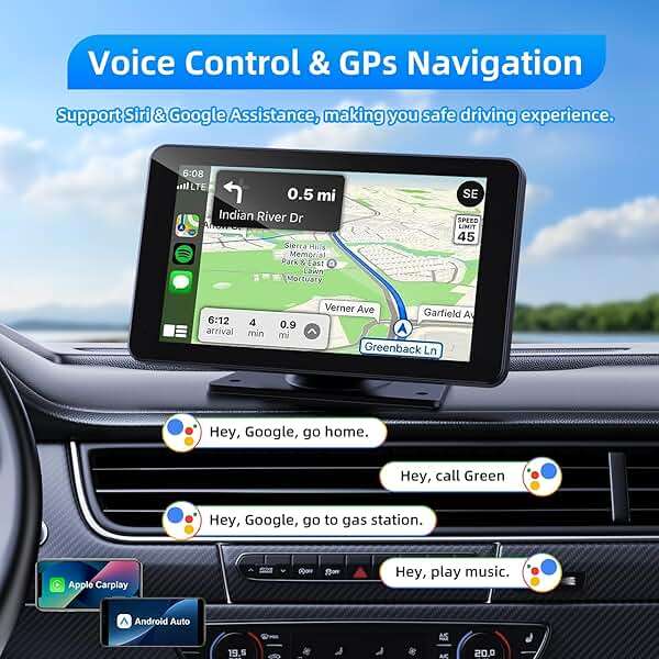 VUKARUAL Wireless Carplay and Android Auto Screen for Car, 7" HD Portable Touch Screen Car Stereo with Bluetooth, Backup Camera, Navigation, Mirror Link for All Vehicles - Image 4