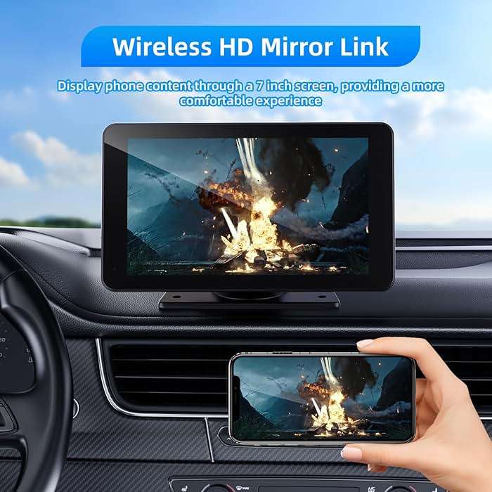 VUKARUAL Wireless Carplay and Android Auto Screen for Car, 7" HD Portable Touch Screen Car Stereo with Bluetooth, Backup Camera, Navigation, Mirror Link for All Vehicles - Image 6