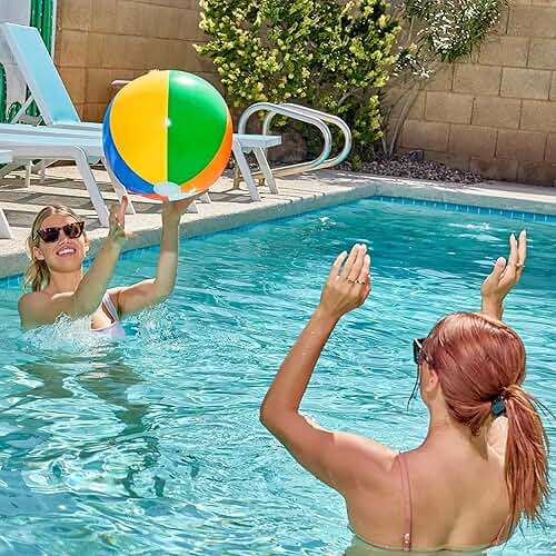 JOYIN 2-Pack 20" Beach Balls - Pool Toys Large Inflatable Beach Ball Swimming Pool Water Games, Classic Rainbow Color Beachball Luau Birthday Decorations Party Supplies Party Favors Gifts - Image 2