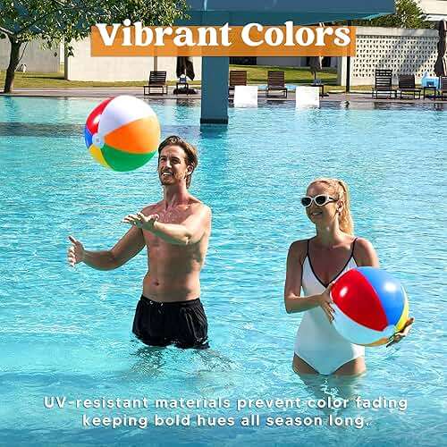 JOYIN 2-Pack 20" Beach Balls - Pool Toys Large Inflatable Beach Ball Swimming Pool Water Games, Classic Rainbow Color Beachball Luau Birthday Decorations Party Supplies Party Favors Gifts - Image 4