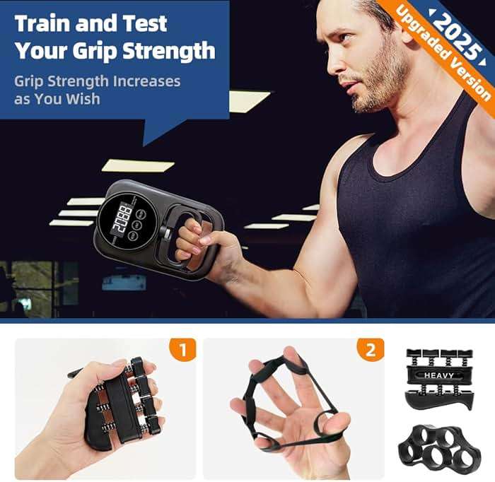 Grip Strength Tester Hand Gripper - Grip Strength Trainer Hand Dynamometer Handheld Meter LED Display Comfortable 265 Lbs / 120 Kgs Finger Strengthener for Sports Home School Gym Use - Image 5