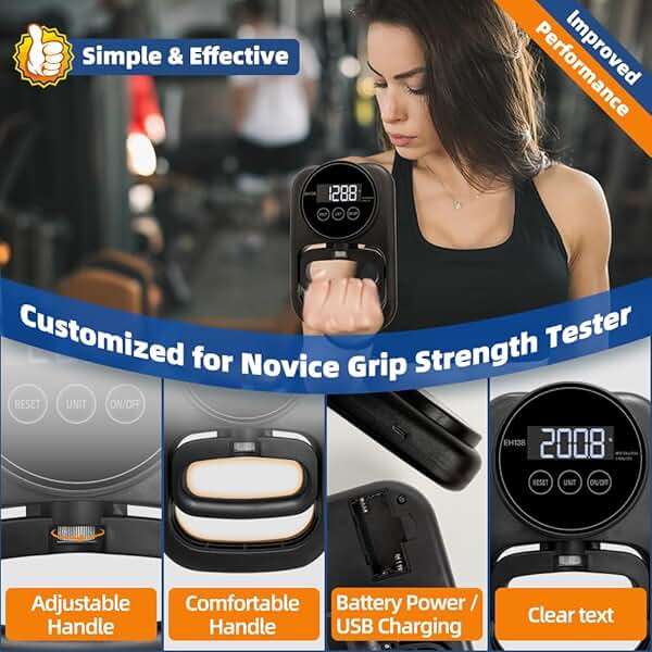 Grip Strength Tester Hand Gripper - Grip Strength Trainer Hand Dynamometer Handheld Meter LED Display Comfortable 265 Lbs / 120 Kgs Finger Strengthener for Sports Home School Gym Use - Image 7