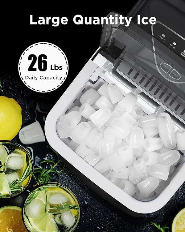 Totnz Countertop Ice Maker Machine, 26lbs in 24Hrs, 9 Ice Cubes Ready in 6 Mins, Auto-Cleaning Portable Ice Maker with Basket and Scoop, for Home/Kitchen/Camping/RV - Image 6