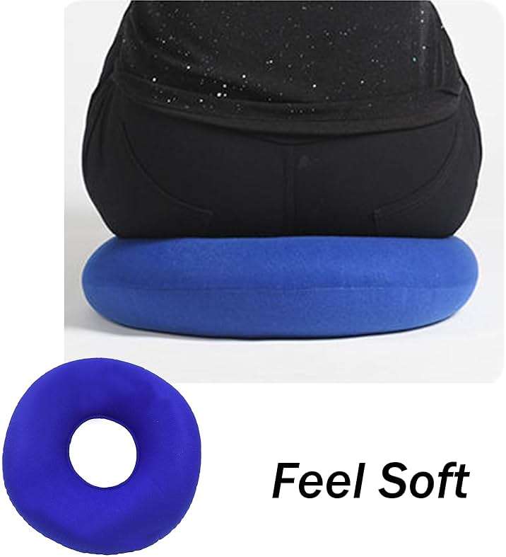 Dogxiong Donuts Pillow for Tailbone Pain Relief, Inflatable Butt Pillow Flocked Fabric Air Pillow for The Home, Office, Ultralight Inflatable Pillow for Hiking, Camping (Blue) - Image 4