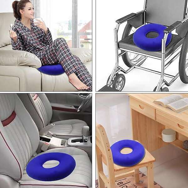 Dogxiong Donuts Pillow for Tailbone Pain Relief, Inflatable Butt Pillow Flocked Fabric Air Pillow for The Home, Office, Ultralight Inflatable Pillow for Hiking, Camping (Blue) - Image 5