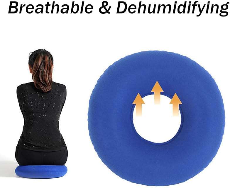 Dogxiong Donuts Pillow for Tailbone Pain Relief, Inflatable Butt Pillow Flocked Fabric Air Pillow for The Home, Office, Ultralight Inflatable Pillow for Hiking, Camping (Blue) - Image 6