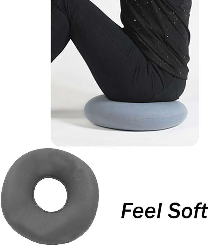 Dogxiong Donuts Pillow for Tailbone Pain Relief, Inflatable Butt Pillow Flocked Fabric Air Pillow for The Home, Office, Ultralight Inflatable Pillow for Hiking, Camping (Gray) - Image 4