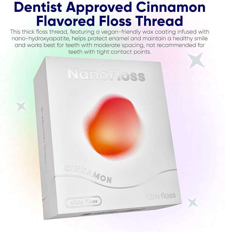 Something Nice NanoFloss Threader for Teeth, Vegan Dental Floss Thread, nHAP1000D Polyester Fiber Waxed with Nano Hydroxyapatite for Enamel Care Kid Friendly, Cinnamon Flavored, 42M - Image 2