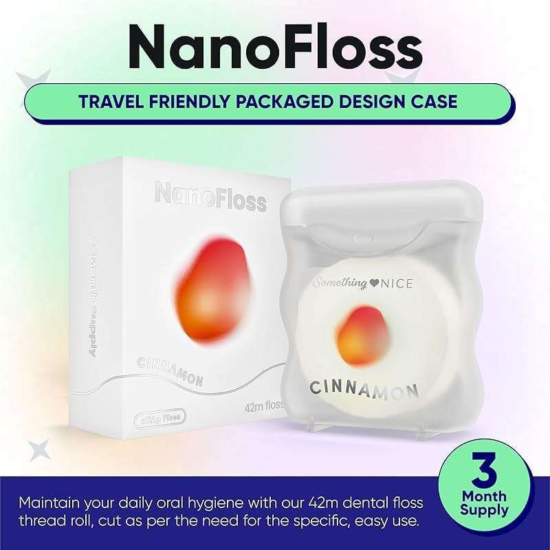 Something Nice NanoFloss Threader for Teeth, Vegan Dental Floss Thread, nHAP1000D Polyester Fiber Waxed with Nano Hydroxyapatite for Enamel Care Kid Friendly, Cinnamon Flavored, 42M - Image 3