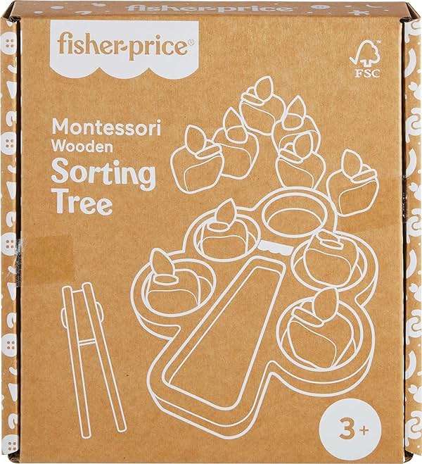 Fisher-Price Wood Montessori Toy Sorting Tree, American Montessori Society Seal of Excellence, Wooden Learning Activity Puzzle & Expert Play Tips for Preschool Kids Ages 3+ Years - Image 6