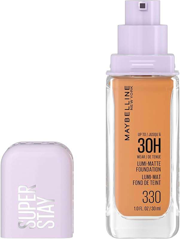 Maybelline Super Stay Lumi-Matte Foundation, Lightweight and Buildable Full Coverage Foundation Makeup For Up To 30HR Wear, 330, 1 Count - Image 1