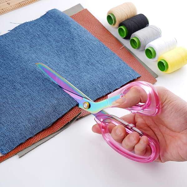 SCAIKTIG Acrylic Scissors Set, Office Scissors for Desk Heavy Duty, Pink Clear Comfort-Grip Handles and Titanium Coated Blades, Sharp Scissors all Purpose for Sewing, Art, Craft, School, Home Supplies - Image 6