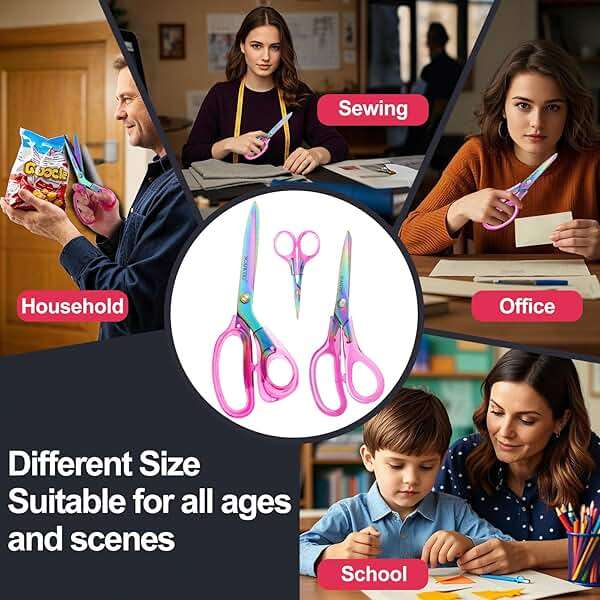 SCAIKTIG Acrylic Scissors Set, Office Scissors for Desk Heavy Duty, Pink Clear Comfort-Grip Handles and Titanium Coated Blades, Sharp Scissors all Purpose for Sewing, Art, Craft, School, Home Supplies - Image 8