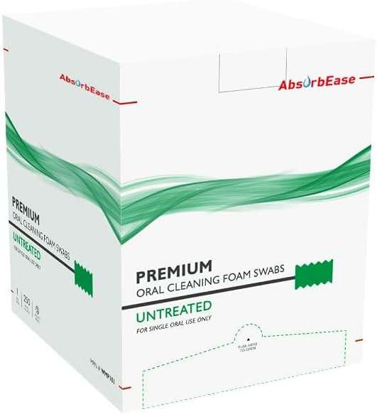 AbsorbEase Premium Treated Oral Swabs - Disposable Soft Sponge Mouth Swabs - Disposable Oral Care Swabsticks - Individually Wrapped - 250 Count Box - Image 1