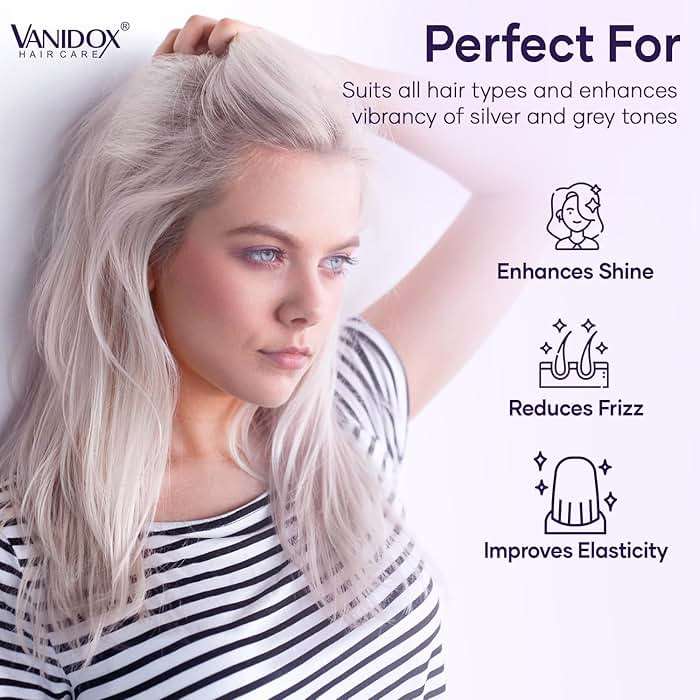 VANIDOX Sulfate Free Brass Toning Purple Shampoo and Conditioner Set for Grey and Silver Hair, Moisturizing & Color-Safe, Enhances Shine & Brightness, Made in USA (16 fl oz each) - Image 5