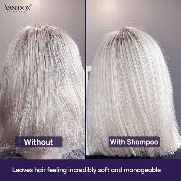 VANIDOX Sulfate Free Brass Toning Purple Shampoo and Conditioner Set for Grey and Silver Hair, Moisturizing & Color-Safe, Enhances Shine & Brightness, Made in USA (16 fl oz each) - Image 7