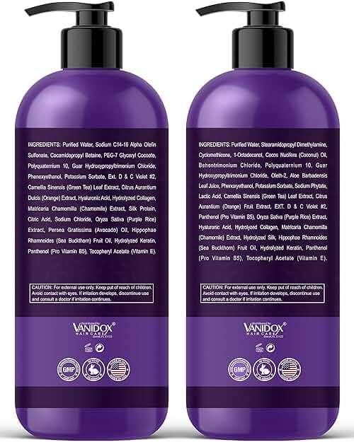 VANIDOX Sulfate Free Brass Toning Purple Shampoo and Conditioner Set for Grey and Silver Hair, Moisturizing & Color-Safe, Enhances Shine & Brightness, Made in USA (16 fl oz each) - Image 9