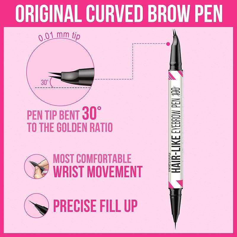 iMethod Curved Eyebrow Pen - 2-in-1 Dual-Ended Microblading Eyebrow Pencil with Curved Tip and Precise Brush-Tip, Brow Pen for Natural Hair-Like Brows, Lasts All-Day, Brown - Image 7