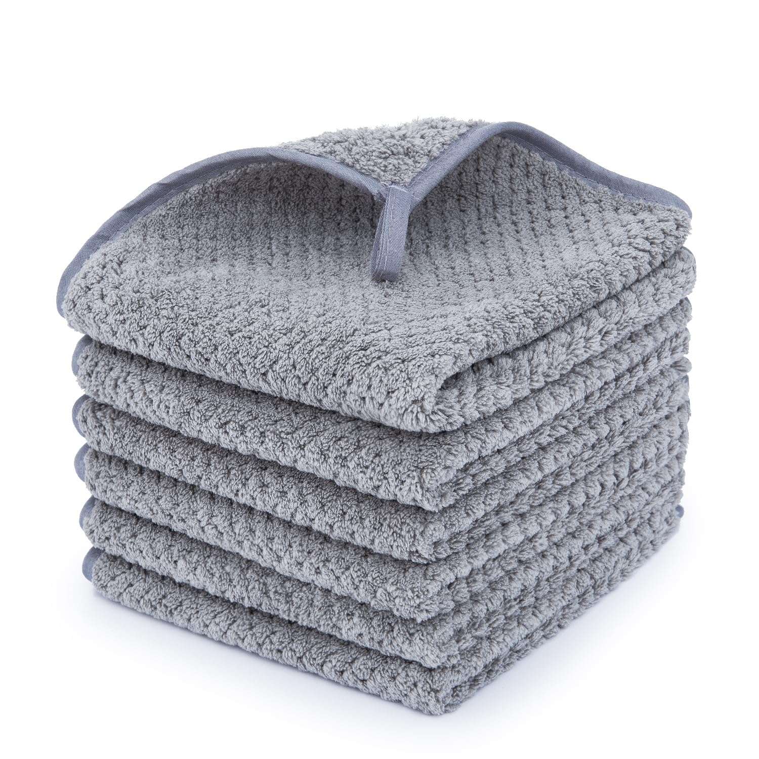 MaopaoBeauty Washcloth Set for Bathroom - Quick Drying - Ultra Soft Microfiber Absorbent Towel for Bath Fitness, Gym, Shower, Hotel, and Spa - 13x13 Inch | Set of 6, Grey - Image 1