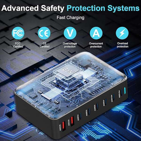 500W USB C Fast Charger Block, Multi-port USB Charging Station, GaN Ⅲ Double 100W PD PPS Port Fast Charging Station for Multiple Devices,Laptop Wall Charger Compatible with MacBook, iPhone 17,iPad etc - Image 5