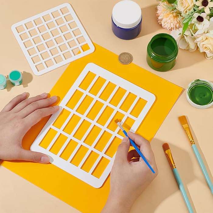 BENECREAT 2pcs Rectangle Swatching Template Stencil, Acrylic Drawing Stencils Paint Stencils for Fabric Walls Crafts Arts Paper Home Decoration, 8.26x5.7 Inch - Image 2