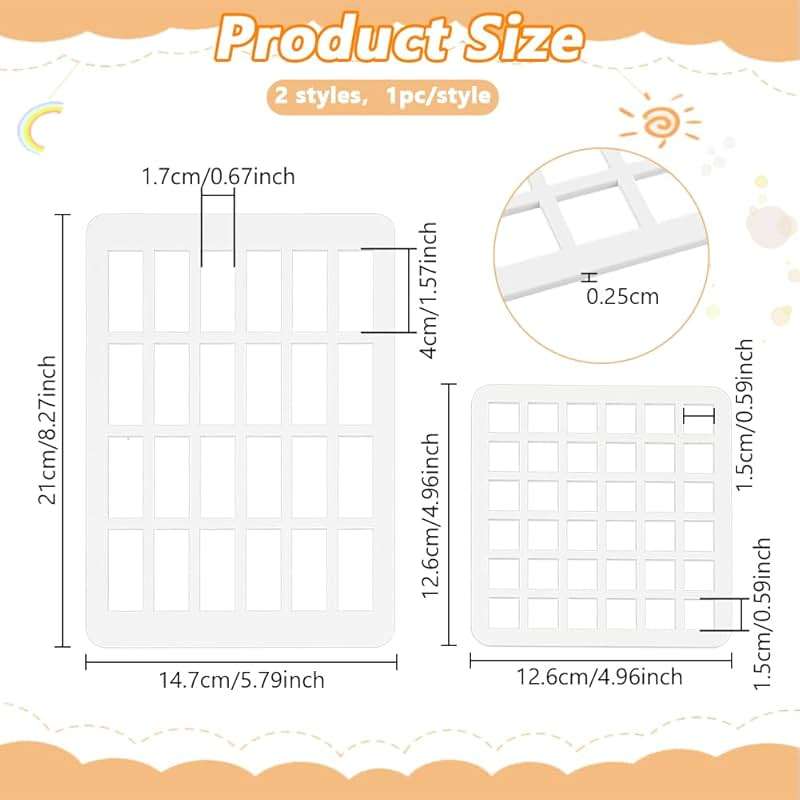 BENECREAT 2pcs Rectangle Swatching Template Stencil, Acrylic Drawing Stencils Paint Stencils for Fabric Walls Crafts Arts Paper Home Decoration, 8.26x5.7 Inch - Image 3