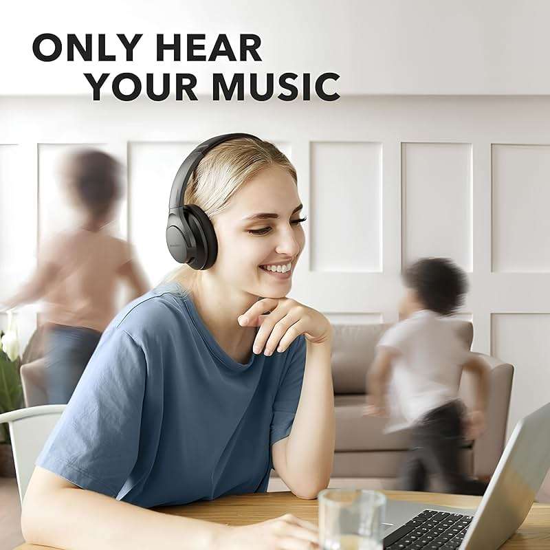 Soundcore Anker Life Q20 Hybrid Active Noise Cancelling Headphones, Wireless Over Ear Bluetooth Headphones, 60H Playtime, Hi-Res Audio, Deep Bass, Foam Ear Cups, Travel, Office, USB-C Charging - Image 3