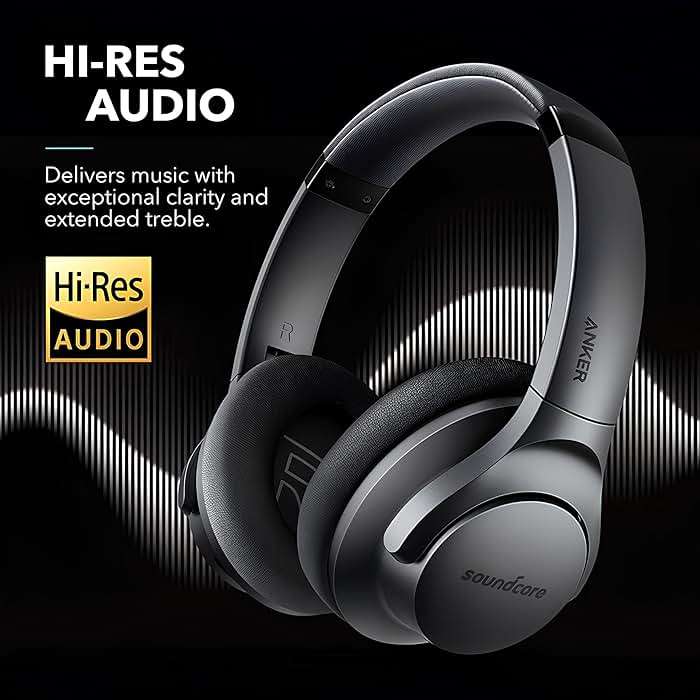 Soundcore Anker Life Q20 Hybrid Active Noise Cancelling Headphones, Wireless Over Ear Bluetooth Headphones, 60H Playtime, Hi-Res Audio, Deep Bass, Foam Ear Cups, Travel, Office, USB-C Charging - Image 4