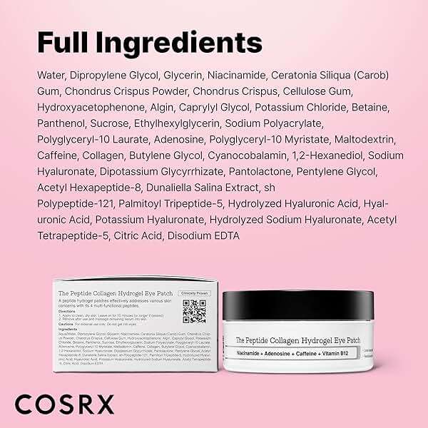 COSRX Pink Peptides Collagen Hydrogel Eye Patch for Puffy Eyes, Cooling & Firming Under Eye Patches with 4-Peptide & Caffeine (60), Depuffing Gel Eye Mask, Korean Skin Care - Image 8