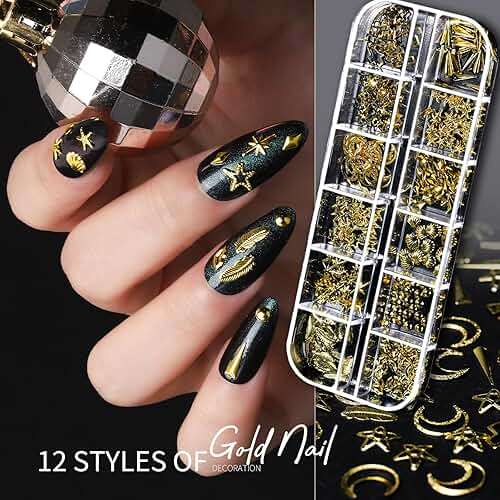 Teenitor Nail Charms Nail Gems with 15 Sheets Gold Nail Stickers, 6 Boxes of Rhinestones for Nails Art Tools, 3D Nail Decals Pearls for Nails - Image 2