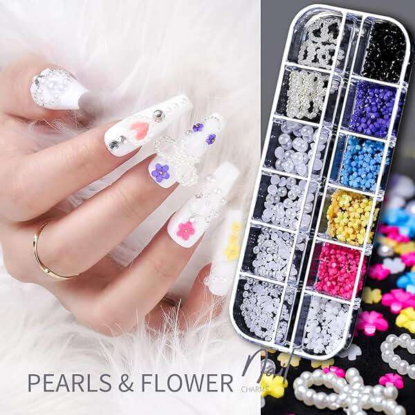 Teenitor Nail Charms Nail Gems with 15 Sheets Gold Nail Stickers, 6 Boxes of Rhinestones for Nails Art Tools, 3D Nail Decals Pearls for Nails - Image 5