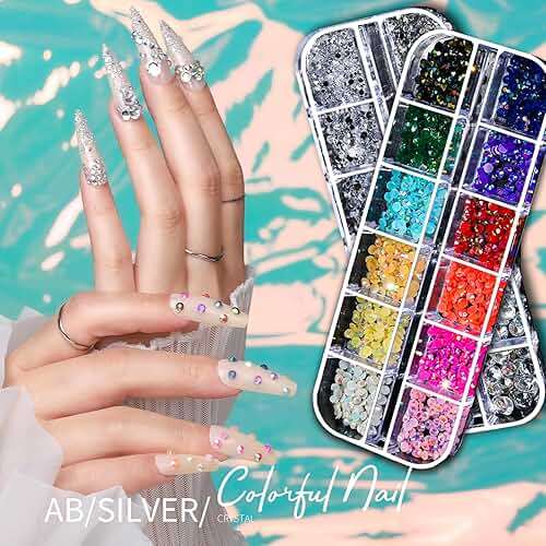 Teenitor Nail Charms Nail Gems with 15 Sheets Gold Nail Stickers, 6 Boxes of Rhinestones for Nails Art Tools, 3D Nail Decals Pearls for Nails - Image 6