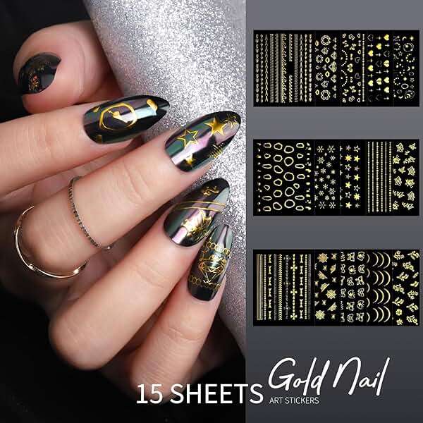 Teenitor Nail Charms Nail Gems with 15 Sheets Gold Nail Stickers, 6 Boxes of Rhinestones for Nails Art Tools, 3D Nail Decals Pearls for Nails - Image 7