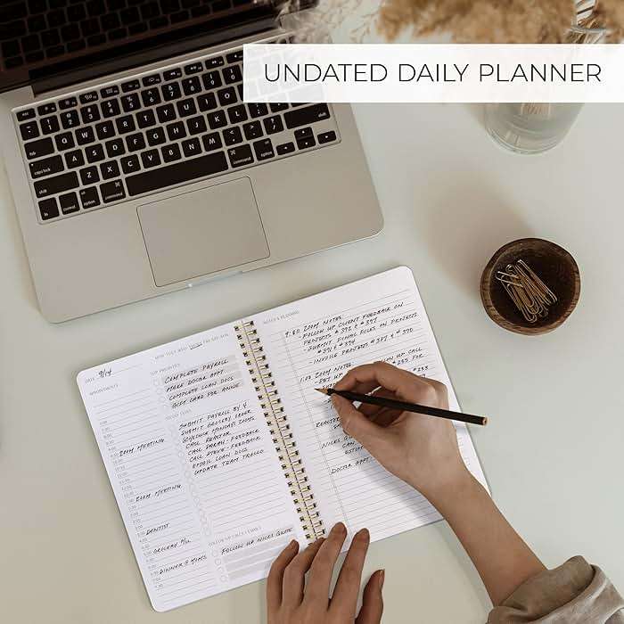 Beautiful Daily Planner And Notebook With Hourly Schedule - Aesthetic Spiral To do List Notepad to Easily Organize Your Tasks And Appointments - Stylish Book And School Or Office Supplies - Image 7