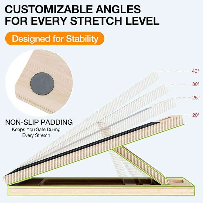 TEMI Slant Board for Calf-Stretching - Wooden Incline Wedge Stretcher for Squats, Foot & Ankle Mobility, Portable Fitness Equipment, Balance Block for Heel Stretch - Image 4