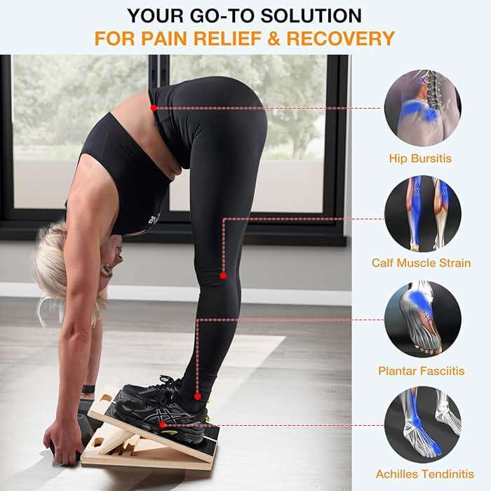 TEMI Slant Board for Calf-Stretching - Wooden Incline Wedge Stretcher for Squats, Foot & Ankle Mobility, Portable Fitness Equipment, Balance Block for Heel Stretch - Image 5