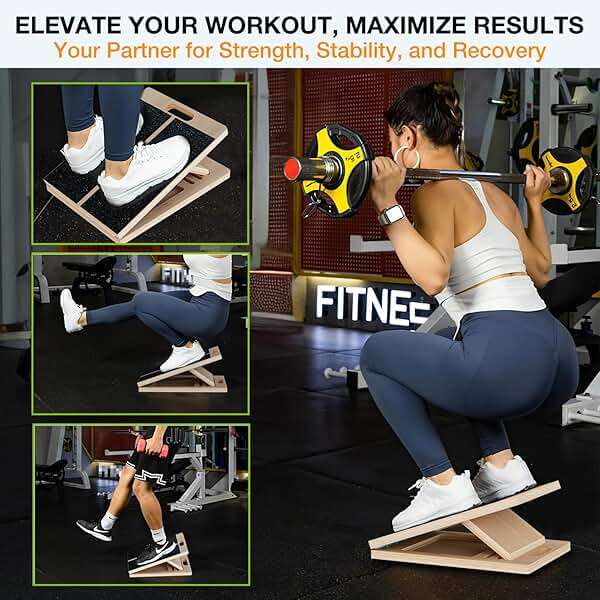 TEMI Slant Board for Calf-Stretching - Wooden Incline Wedge Stretcher for Squats, Foot & Ankle Mobility, Portable Fitness Equipment, Balance Block for Heel Stretch - Image 6