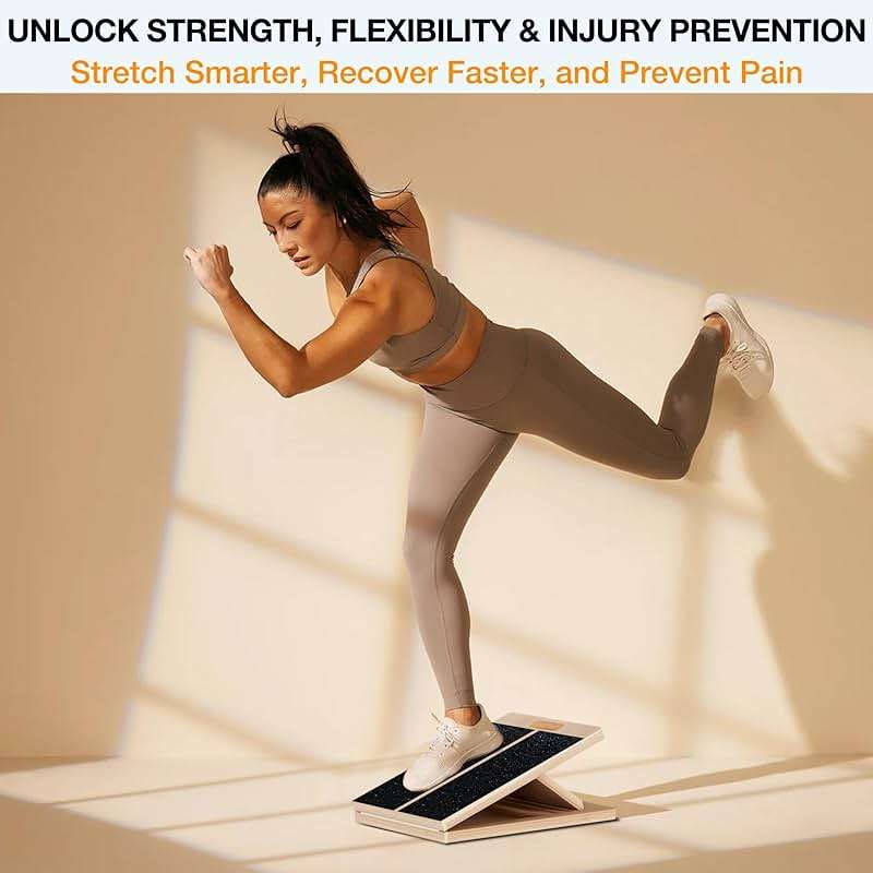TEMI Slant Board for Calf-Stretching - Wooden Incline Wedge Stretcher for Squats, Foot & Ankle Mobility, Portable Fitness Equipment, Balance Block for Heel Stretch - Image 7