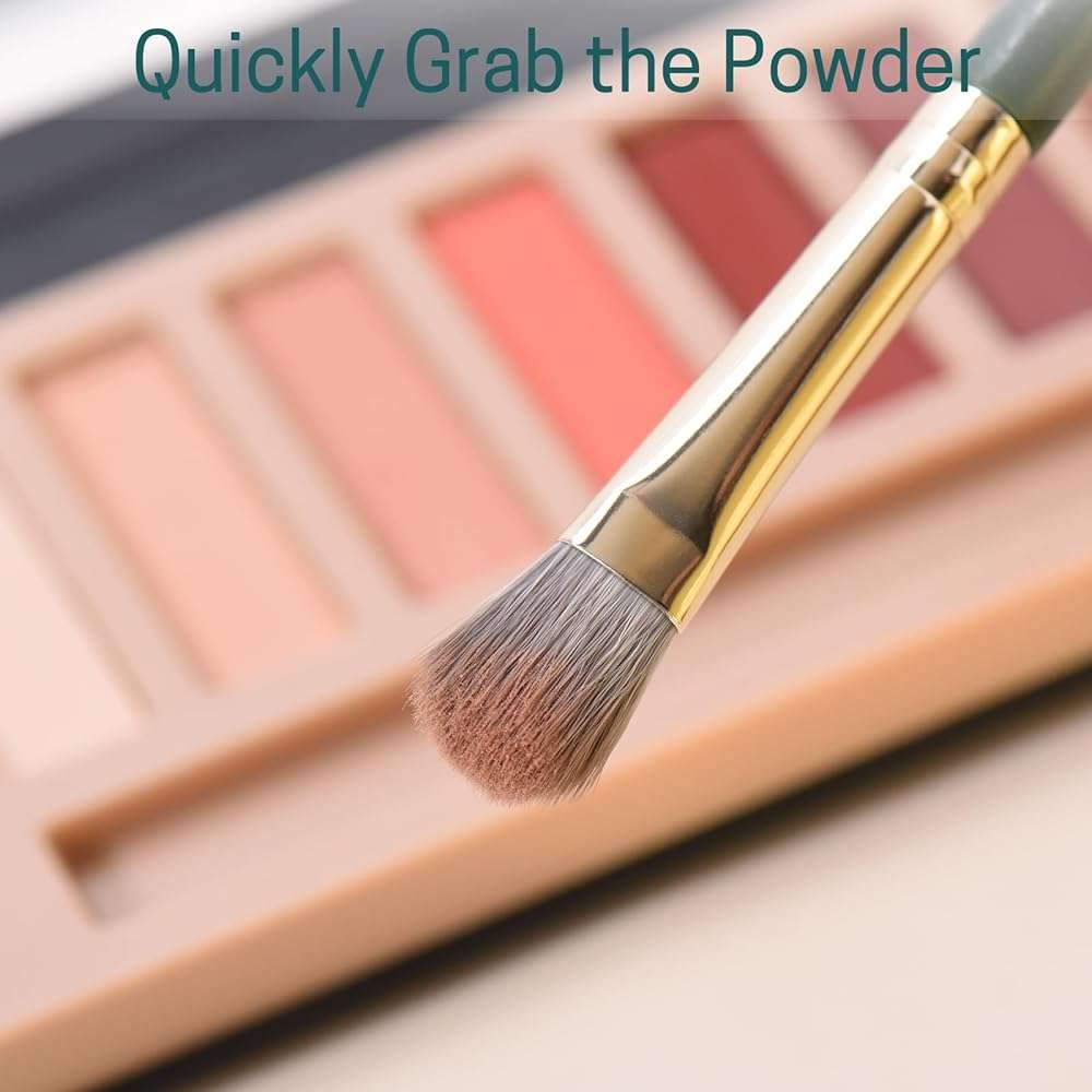 SHELWIN Eyeshadow Makeup Brushes Set with Case 5 PCS Soft Synthetic Hairs Eye Makeup Brushes for Blending Eyebrow Eyeliner Eyeshadow （Green） - Image 5