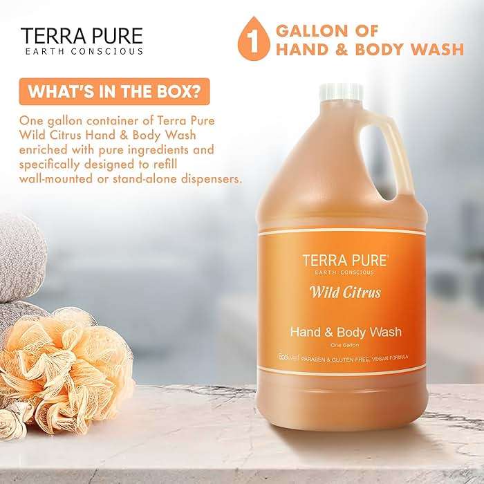 Terra Pure | 1 Gallon Body Wash | Luxury Hotel Toiletry Bulk Size| Designed to Refill Soap Dispensers | 128 oz - Image 2