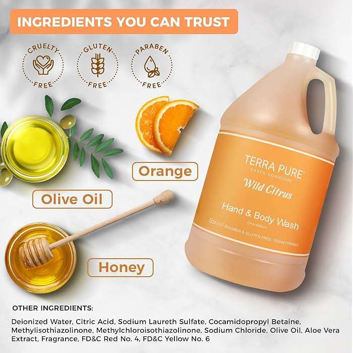 Terra Pure | 1 Gallon Body Wash | Luxury Hotel Toiletry Bulk Size| Designed to Refill Soap Dispensers | 128 oz - Image 4