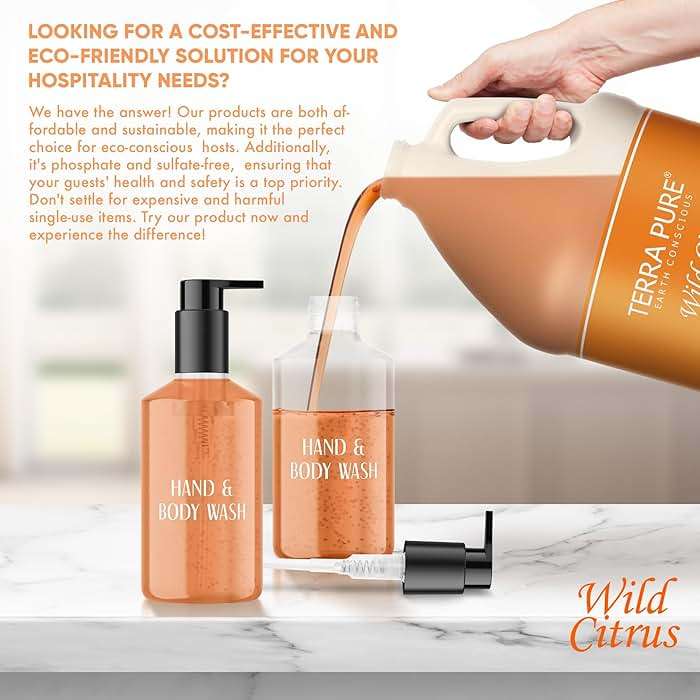 Terra Pure | 1 Gallon Body Wash | Luxury Hotel Toiletry Bulk Size| Designed to Refill Soap Dispensers | 128 oz - Image 5